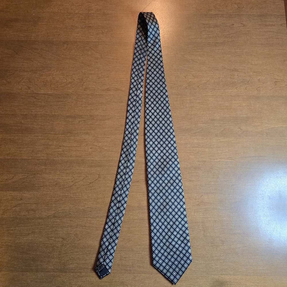 Fabris Venezia Blue And Yellow Floral Checkered Italian Silk Tie